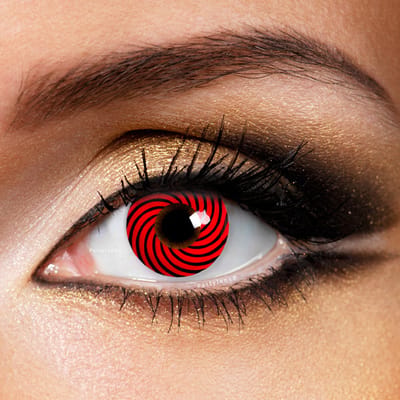 Partylens® rode kleurlenzen - Spinning Red - zachte jaarlenzen met lenshouder - Halloween - Cosplay