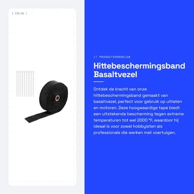 Dailygoods- Hittebeschermingsband 15m - Uitlaat Thermoband 2000°F - Roestvrij Stalen Kabelbinders 10x - Glasvezel - Zwart - Vermindert Warmte tot 70%