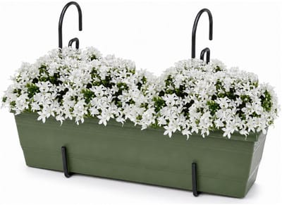 Plasticforte plantenbak Balcony - groen - rechthoek - met twee ophangbeugels - 50 x 18 x 15 cm - kunststof - bloembakken - potten