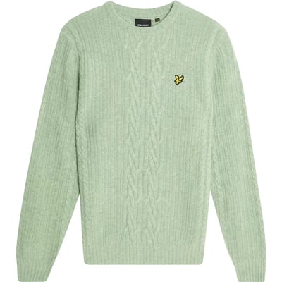 Lyle & Scott Ribbed Cable Knit Jumper Cold Mint Marl Taglia: XL | Maglioni a maglia Outlet | Uomo | Ciano