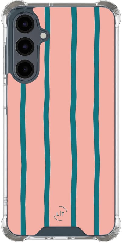 Shockproof hoesje - Geschikt voor Samsung Galaxy A16 - Pink flow - Extra sterke case - TPU/polycarbonaat - Gestreept - Roze, Transparant