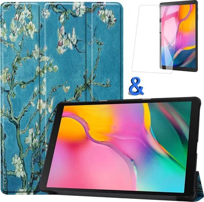 Hoesje - Geschikt voor Samsung Galaxy Tab A 10.1 (2019) - Met Screenprotector - Hardcover Book Case - Trifold Bookcase Hoes - Hard Cover - Tablethoes - Bloesem