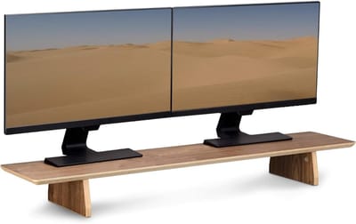 Famanu – Houten monitorstandaard - 109 x 23 x 12 cm - verhoogt ergonomie - geschikt voor bureau of kantoor