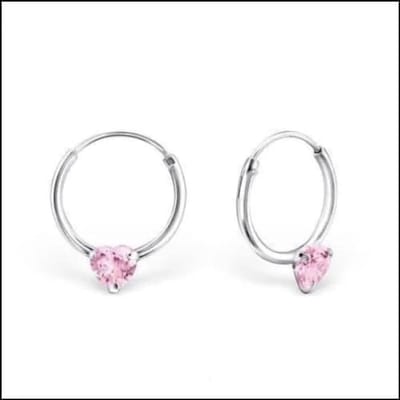 Aramat Jewels | Oorringen | 925 Zilveren Oorringen Ronde Zirkonia 10mm - Sprankelende Hoepels | Roze | |2mm | Zilver | Kinderen | Verkleurd niet