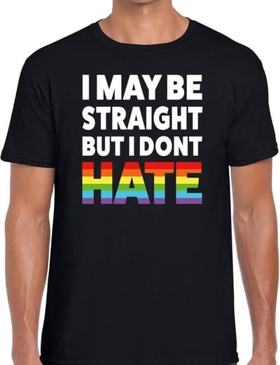 I may be straight but i dont hate t-shirt - gaypride regenboog t-shirt zwart voor heren - Gay pride S