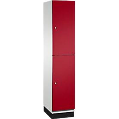 C+P Dubbele kast Cambio, 1 vak, 2 vakken, met plint, B 400 x D 525 x H 1980 mm, lichtgrijs/ruwe rood