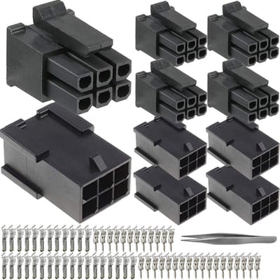 Allecto - Dubbele rij stekker - 6 circuits - mannelijke en vrouwelijke stekkers - 4 stuks met aansluitklemmen - ideaal voor elektrisch aansluiten -...