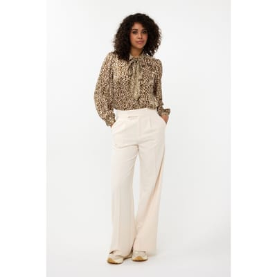 EsQualo Blouse Bow Dimension Print Print Maat: 34 | Blouses Outlet | Dames | Beige