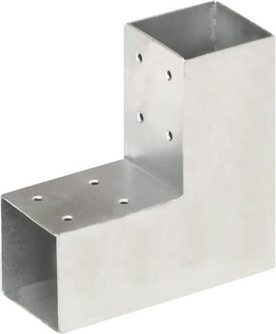 Paalverbinder L-vorm - Houtverbinder Hoek - Buitenverbouwingen Maken - Thermisch Verzinkt Metaal - 71x71mm Balken - Zilverkleurig