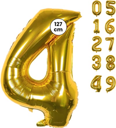 Fienosa Cijfer Ballonnen - Nummer 4 - Goud Kleur - 127 cm - XXL Groot - Helium Ballon - Verjaardag Ballon - Verjaardag Versiering - Leeftijd verjaardag - Verjaardagsballon - Verjaardag