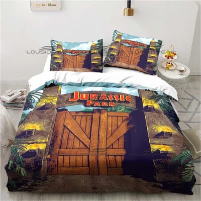 Jurassic Park Beddengoed Dinosaurussen Eenpersoons Beddengoedset 3-delige Dekbedset Bed Dekbedovertrek Tweepersoons King Dekbedovertrek Hometextiel AU Single 140x210cm