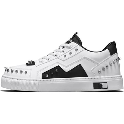 Comfortabele Casual Slijtvaste Klinknagel Lederen Sneakers voor Mannen, Witte Sneakers, Niche Koreaanse Casual Schoenen Veelzijdige Sportschoenen 39