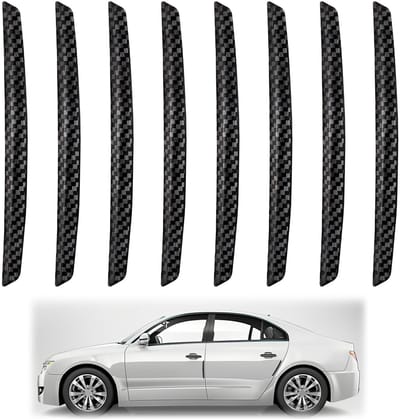 Dailygoods- Deurrandbescherming 8 Stuks - Beschermstrip - Krasbescherming - Zwarte Koolstofvezel - Sterke Adsorptie - Duurzaam PVC - Deurrandstrip