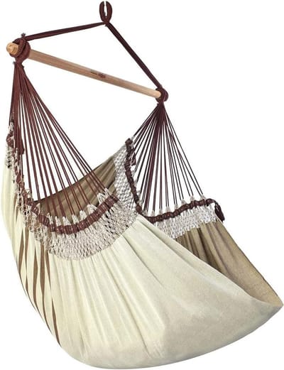 Hangstoel - Hangmatstoel - Ontspannen Buiten - Handgemaakt Katoen - 110x180 cm - Beige Bruin