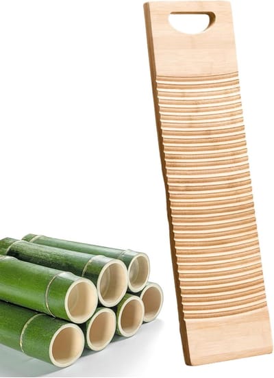 Wasplank Hout - Handwas Hulpmiddel - Kleding Reinigen - Golfplaat Patroon - Tot 60 cm - Houtkleur