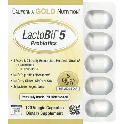 Probiotique Lactobif® 5, 5 milliards d'UFC, 120 gélules végétales
