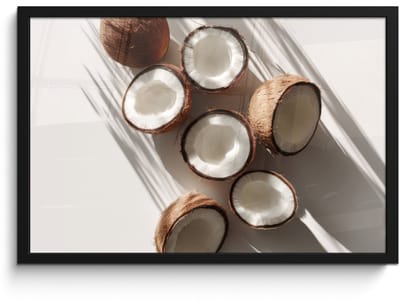 Poster in lijst - Fotolijst 60x40 cm - Posters - Kokosnoten - Bruin - Shaduw - Posterlijst zwart - Decoratie - Wanddecoratie woonkamer - Muurdecoratie slaapkamer