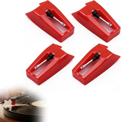 Vervangende Naald voor Platenspeler - 4 Stuks - Accessoires voor Grammofoon en Vinyl Speler, Rood, Hoogwaardige Geluidskwaliteit, Precisie en Duurzaamheid