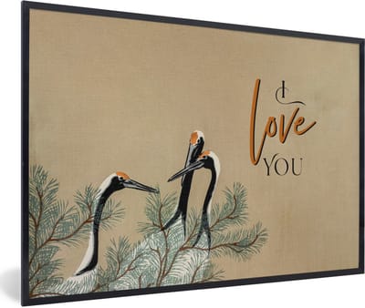 Fotolijst incl. Poster - Quotes - I love you - Spreuken - Japandi - 60x40 cm - Posterlijst
