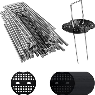 100x Gegalvaniseerde Grondankers met Sluitringen - 10cm Haringen voor Tuin, Mulch, Kunstgras en Camping