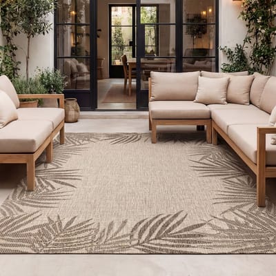 Fraai Buiten vloerkleed - Tiga Edge Taupe - 80x150cm