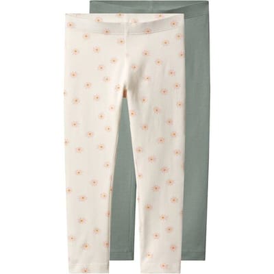 lupilu Set van 2 kinder leggings (Wit/groen, 98/104)