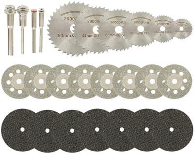 Mini cirkelzaagbladenset Geschikt voor Dremel-accessoires, schuurschijven, doorslijpschijven en roterende metalen gereedschappen (32-delige set)