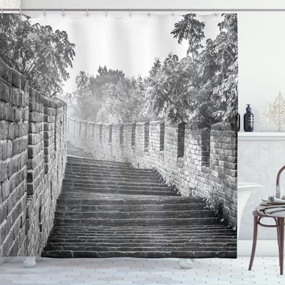 ABAKUHAUS China Douchegordijn – 175x200 cm – Grijs Taupe