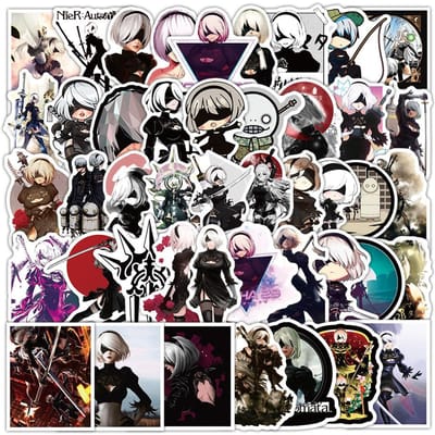 1050 Stuks Nier Automata Game Stickers Gepersonaliseerd Cool Creatief Decoratieve Skateboard Helm Motorfiets Stickers Kinderspeelgoed black