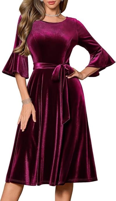 Elegante formele damesjurk met 3/4 mouwen voor cocktail en winterse feesten