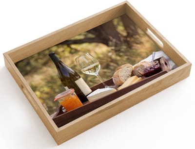 Dienblad hout 40x30 cm - Schootdienblad - Picknick - Wijn - Kaasplankje - Borrelplank rechthoek - Plateau dienbladen