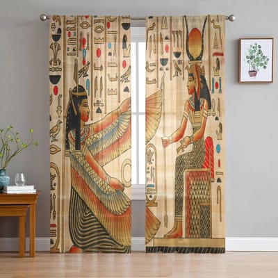 Egyptische vrouw gouden kralen mode meisje tule raambehandeling transparante gordijnen voor woonkamer de slaapkamer gordijnen decoratie W135 x H114cm