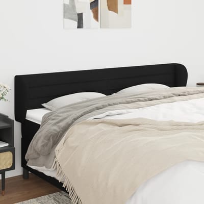 vidaXL - Hoofdbord - met - randen - 163x23x78/88 - cm - stof - zwart