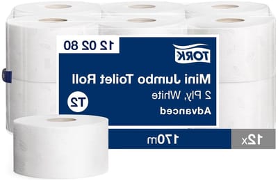 Toiletpapierrollen - Jumborollen - Hygiëne op kantoor - Gemaakt van gerecyclede vezels - 12 x 170 m - Wit