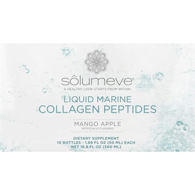Solumeve Ageless Beauty Vloeibaar Marine Collageen, Glucosamine, Mango Appel, 10 Flesjes