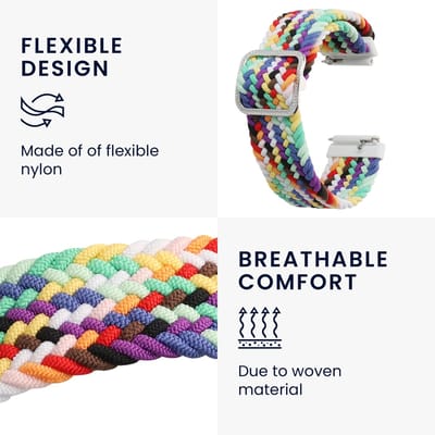 kwmobile nylon bandje voor smartwatch - geschikt voor Huawei Band 7 - 15 - 18,5 cm - Polsbandje in meerkleurig