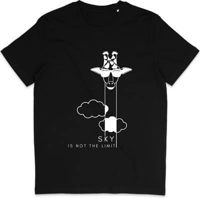 Grappig T Shirt Heren en Dames - Giraf Quote Sky Is Not The Limit - Zwart - Maat XS