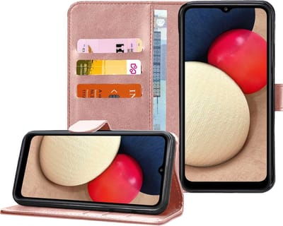 Hoesje geschikt voor Samsung Galaxy A02s - Book Case Portemonnee Hoesje Roségoud