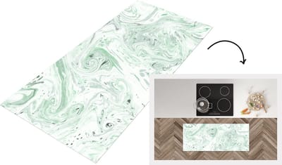 Keukenloper - Loper keuken - Marmer - Groen - Patronen - 120x50 cm - Keukenloper vinyl