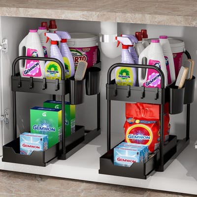 Unyqoos ® Veelzijdige Keuken- en Badkamer Organizer met Lade en Accessoires, 2-Pack