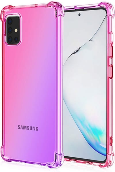 Hoesje geschikt voor Samsung Galaxy A52S - Backcover - Extra dun - Transparant - Tweekleurig - TPU - Roze/Paars