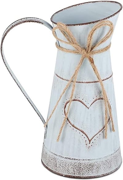 Unieke Hartvormige Vaasje met Handvat, Galvaniseerd voor Valentijnsdag, Balkon en Woonkamer Decoratie, Vintage Stijl en Creatief Ontwerp