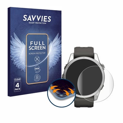 Savvies - Screenprotector voor Garmin Fenix 7S Pro Solar (42 mm) - Folie Beschermfolie transparant volledig dekking 4 Stuks