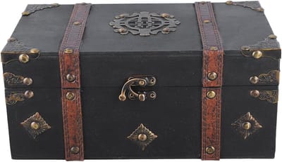 Decoratieve Vintage Houten Koffer - Antieke Handgemaakte Box voor Sieraden en Certificaten, Uniek en Stijlvol Geschenk