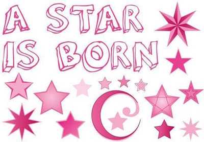 Raamsticker adhesive geboorte a star is born roze meisje.