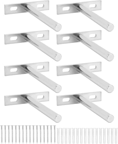 QTTVBTNA -8 stuks Onzichtbare Plankdragers – 100mm Wandbeugels voor Zwevende Planken, Stevig Ijzer, Verborgen Bevestiging, Eenvoudige Montage