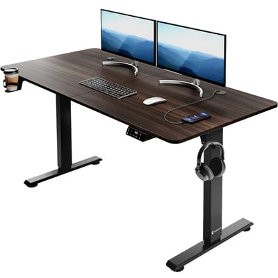 Casaria Zit Sta Bureau Elektrisch Verstelbaar 140x60 cm Headset Drank Kabelhouder Beige