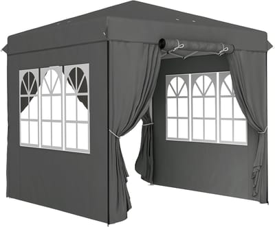 Donkergrijs Pop-up Prieel-UPF50+ Zonbescherming-Hoogte Verstelbaar-Tuin 2.5x2.5m