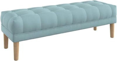Gestoffeerde Zitbank - Voetenbankje Halbank - Comfortabel Zitten - Knooptufting Design - 140 cm Breed - Lichtblauw