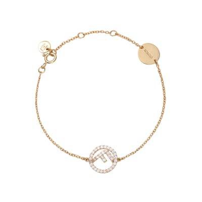 Fendi Modieuze Eenvoudige Comfortabele Zirconia Armband Dames Armbanden 8AG7616DMF089U Box,One Size,Gold beige